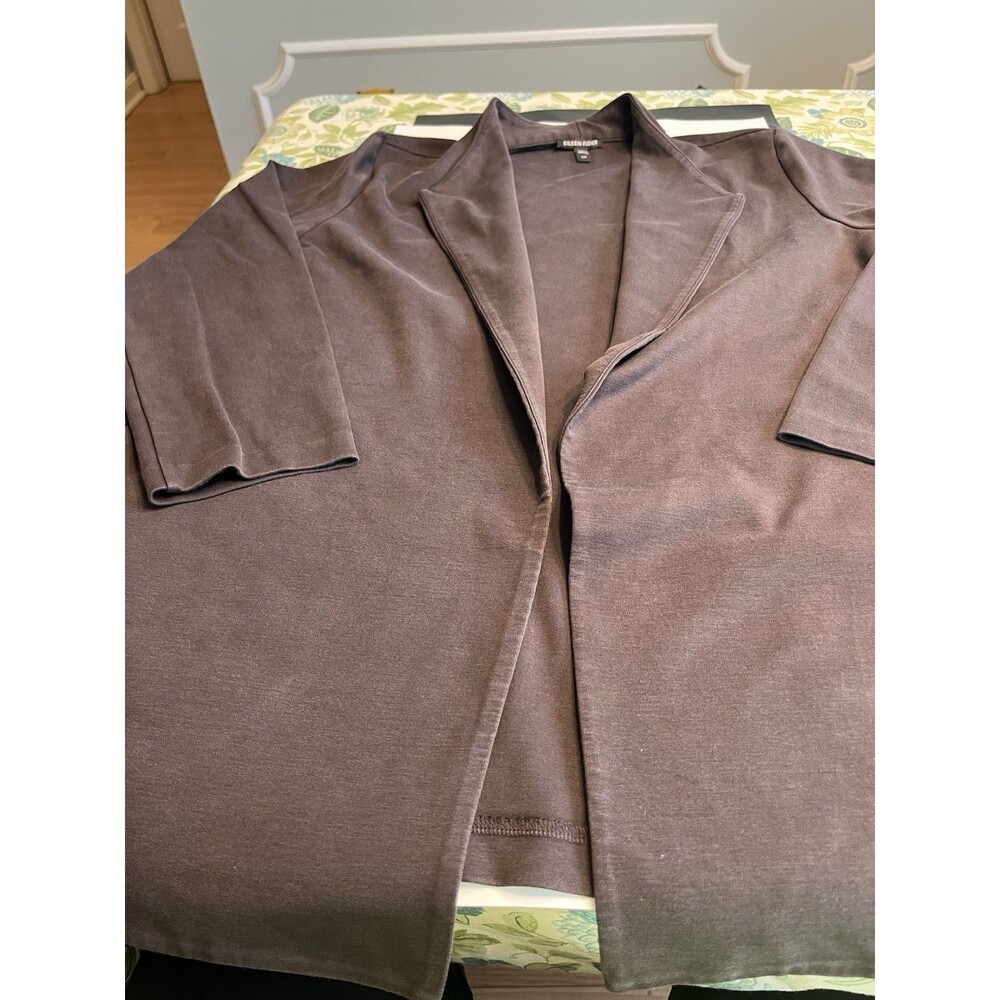 Eileen Fisher Taupe Brown Swing Open Front Shacket Blazer Jacket Sz L